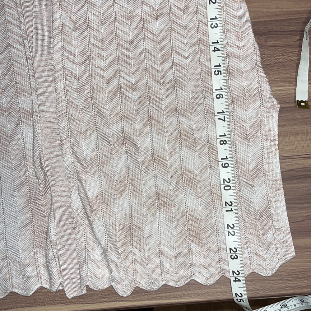 WHBM Chevron Pointelle beige open front long cardigan - Picture 11 of 16